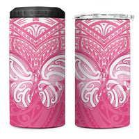 New Zealand Breast Cancer Awareness 4 in 1 Can Cooler Tumbler Maori Butterfly Pink Ribbon - Polynesian Pride