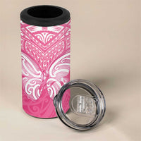 New Zealand Breast Cancer Awareness 4 in 1 Can Cooler Tumbler Maori Butterfly Pink Ribbon - Polynesian Pride