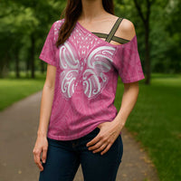 New Zealand Breast Cancer Awareness Cross Shoulder Shirt Maori Butterfly Pink Ribbon - Polynesian Pride