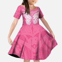 New Zealand Breast Cancer Awareness Family Matching Puletasi and Hawaiian Shirt Maori Butterfly Pink Ribbon - Polynesian Pride