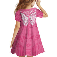 New Zealand Breast Cancer Awareness Family Matching Puletasi and Hawaiian Shirt Maori Butterfly Pink Ribbon - Polynesian Pride