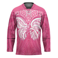 New Zealand Breast Cancer Awareness Hockey Jersey Maori Butterfly Pink Ribbon - Polynesian Pride