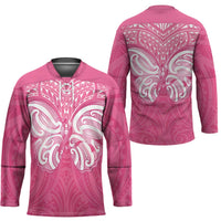New Zealand Breast Cancer Awareness Hockey Jersey Maori Butterfly Pink Ribbon - Polynesian Pride