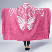 New Zealand Breast Cancer Awareness Hooded Blanket Maori Butterfly Pink Ribbon - Polynesian Pride