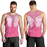 New Zealand Breast Cancer Awareness Men Tank Top Maori Butterfly Pink Ribbon - Polynesian Pride