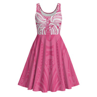 New Zealand Breast Cancer Awareness Midi Dress Maori Butterfly Pink Ribbon - Polynesian Pride