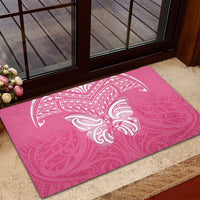New Zealand Breast Cancer Awareness Rubber Doormat Maori Butterfly Pink Ribbon - Polynesian Pride