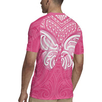 New Zealand Breast Cancer Awareness Rugby Jersey Maori Butterfly Pink Ribbon - Polynesian Pride