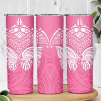 New Zealand Breast Cancer Awareness Skinny Tumbler Maori Butterfly Pink Ribbon - Polynesian Pride