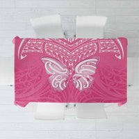 New Zealand Breast Cancer Awareness Tablecloth Maori Butterfly Pink Ribbon - Polynesian Pride