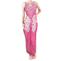 New Zealand Breast Cancer Awareness Tank Maxi Dress Maori Butterfly Pink Ribbon - Polynesian Pride