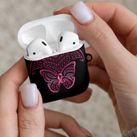 New Zealand Breast Cancer Awareness AirPods Case Maori Butterfly Pink Ribbon Black Version - Polynesian Pride