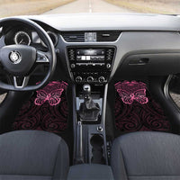 New Zealand Breast Cancer Awareness Car Mats Maori Butterfly Pink Ribbon Black Version - Polynesian Pride