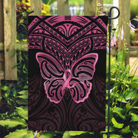 New Zealand Breast Cancer Awareness Garden Flag Maori Butterfly Pink Ribbon Black Version - Polynesian Pride