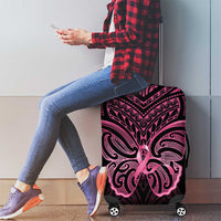 New Zealand Breast Cancer Awareness Luggage Cover Maori Butterfly Pink Ribbon Black Version - Polynesian Pride