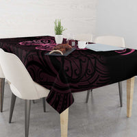 New Zealand Breast Cancer Awareness Tablecloth Maori Butterfly Pink Ribbon Black Version - Polynesian Pride