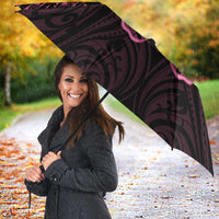 New Zealand Breast Cancer Awareness Umbrella Maori Butterfly Pink Ribbon Black Version - Polynesian Pride