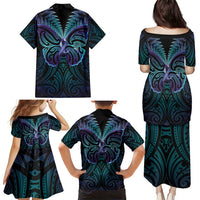 Suicide Prevention New Zealand Family Matching Puletasi and Hawaiian Shirt Aotearoa Maori Butterfly Mix Silver Fern LT14 - Polynesian Pride