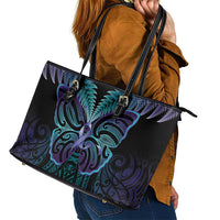 Suicide Prevention New Zealand Leather Tote Bag Aotearoa Maori Butterfly Mix Silver Fern - Polynesian Pride