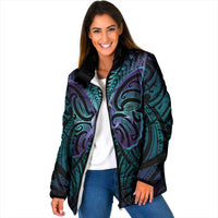 Suicide Prevention New Zealand Padded Jacket Aotearoa Maori Butterfly Mix Silver Fern - Polynesian Pride