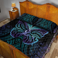Suicide Prevention New Zealand Quilt Bed Set Aotearoa Maori Butterfly Mix Silver Fern - Polynesian Pride