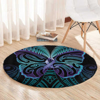 Suicide Prevention New Zealand Round Carpet Aotearoa Maori Butterfly Mix Silver Fern - Polynesian Pride