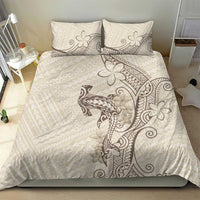 Beige Hawaii Bedding Set Hammerhead Shark Tattoo Curve Polynesian - Polynesian Pride