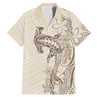 Beige Hawaii Family Matching Mermaid Dress and Hawaiian Shirt Hammerhead Shark Tattoo Curve Polynesian - Polynesian Pride
