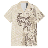 Beige Hawaii Hawaiian Shirt Hammerhead Shark Tattoo Curve Polynesian - Polynesian Pride