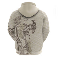 Beige Hawaii Hoodie Hammerhead Shark Tattoo Curve Polynesian - Polynesian Pride