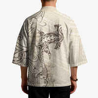 Beige Hawaii Kimono Hammerhead Shark Tattoo Curve Polynesian LT14 - Polynesian Pride