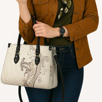 Beige Hawaii Leather Bag Hammerhead Shark Tattoo Curve Polynesian - Polynesian Pride