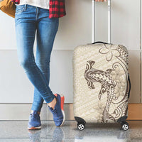Beige Hawaii Luggage Cover Hammerhead Shark Tattoo Curve Polynesian - Polynesian Pride