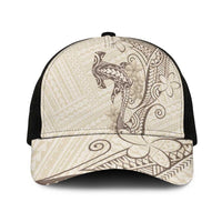 Beige Hawaii Mesh Trucker Cap Hammerhead Shark Tattoo Curve Polynesian LT14 One Size Black Beige - Polynesian Pride