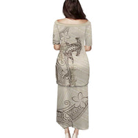 Beige Hawaii Puletasi Hammerhead Shark Tattoo Curve Polynesian - Polynesian Pride