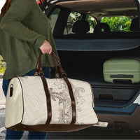 Beige Hawaii Travel Bag Hammerhead Shark Tattoo Curve Polynesian - Polynesian Pride