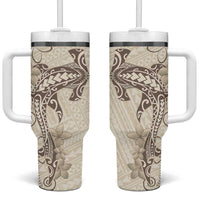 Beige Hawaii Tumbler With Handle Hammerhead Shark Tattoo Curve Polynesian - Polynesian Pride