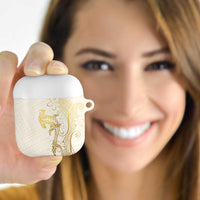 Gold and White Hawaii AirPods Case Hammerhead Shark Tattoo Curve Polynesian LT14 White - Polynesian Pride