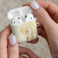 Gold and White Hawaii AirPods Case Hammerhead Shark Tattoo Curve Polynesian - Polynesian Pride