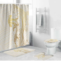 Gold and White Hawaii Bathroom Set Hammerhead Shark Tattoo Curve Polynesian - Polynesian Pride
