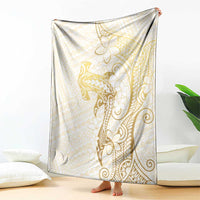 Gold and White Hawaii Blanket Hammerhead Shark Tattoo Curve Polynesian - Polynesian Pride