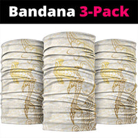 Gold and White Hawaii Neck Gaiter Hammerhead Shark Tattoo Curve Polynesian LT14 package One Size: 25*50cm White - Polynesian Pride