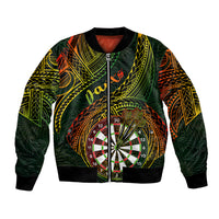 Personalised Polynesian Darts Bomber Jacket Dart Lovers Tribal Pattern Mix Tropical Leaves LT14 Unisex Reggae - Polynesian Pride
