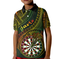 Personalised Polynesian Darts Kid Polo Shirt Dart Lovers Tribal Pattern Mix Tropical Leaves LT14 Kid Reggae - Polynesian Pride