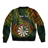 Personalised Polynesian Darts Sleeve Zip Bomber Jacket Dart Lovers Tribal Pattern Mix Tropical Leaves LT14 - Polynesian Pride