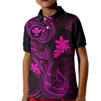 Hawaii Kid Polo Shirt Fish Hook Tattoo Mix Polynesian Plumeria Pink Version LT14 Kid Pink - Polynesian Pride