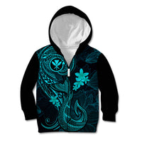 Hawaii Kid Hoodie Fish Hook Tattoo Mix Polynesian Plumeria Turquoise Version LT14 - Polynesian Pride