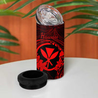 Hawaii 4 in 1 Can Cooler Tumbler Fish Hook Tattoo Mix Polynesian Plumeria Red Version