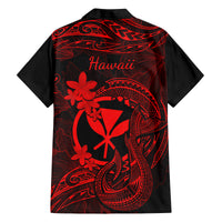 Hawaii Family Matching Long Sleeve Bodycon Dress and Hawaiian Shirt Fish Hook Tattoo Mix Polynesian Plumeria Red Version LT14 - Polynesian Pride