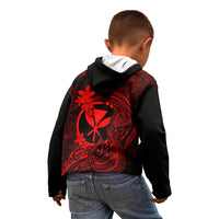 Hawaii Kid Hoodie Fish Hook Tattoo Mix Polynesian Plumeria Red Version LT14 - Polynesian Pride